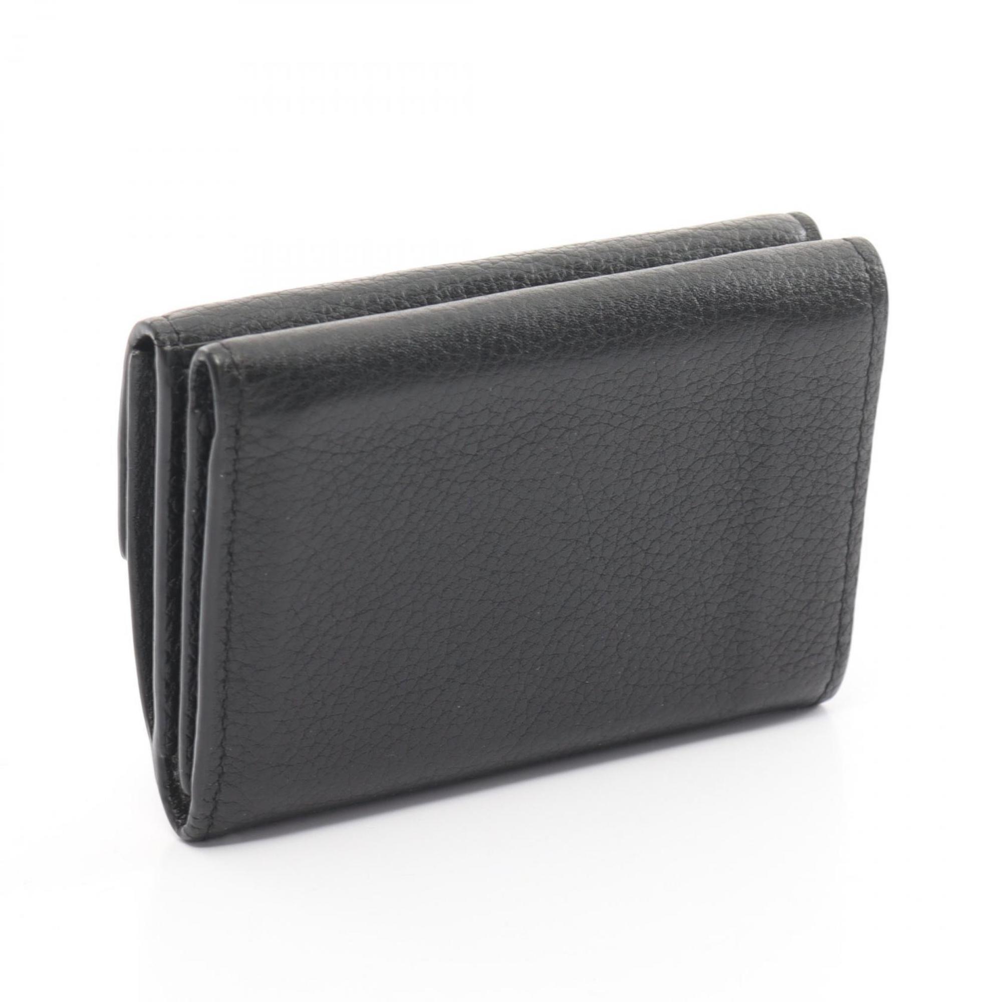 Louis Vuitton LOUIS VUITTON Portefeuille Rock Noir Tri-fold Wallet Leather Women's Black M63921