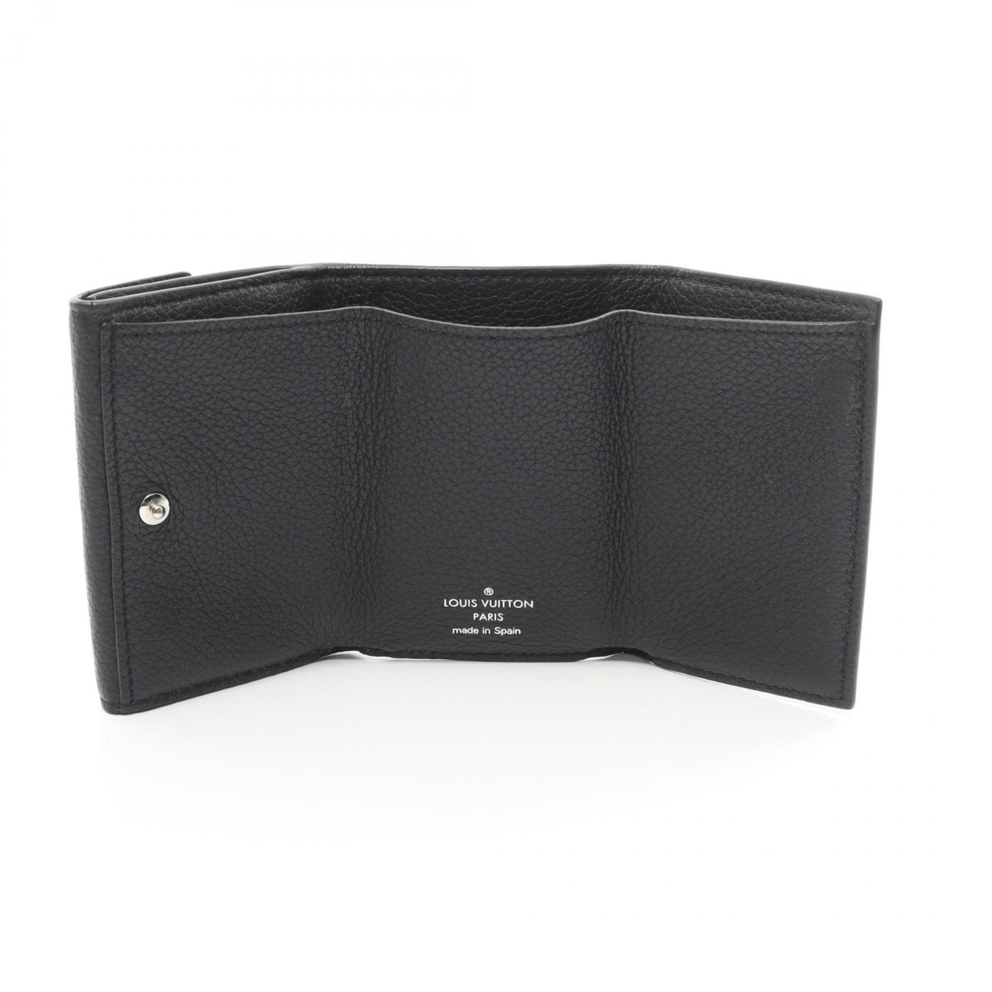 Louis Vuitton LOUIS VUITTON Portefeuille Rock Noir Tri-fold Wallet Leather Women's Black M63921