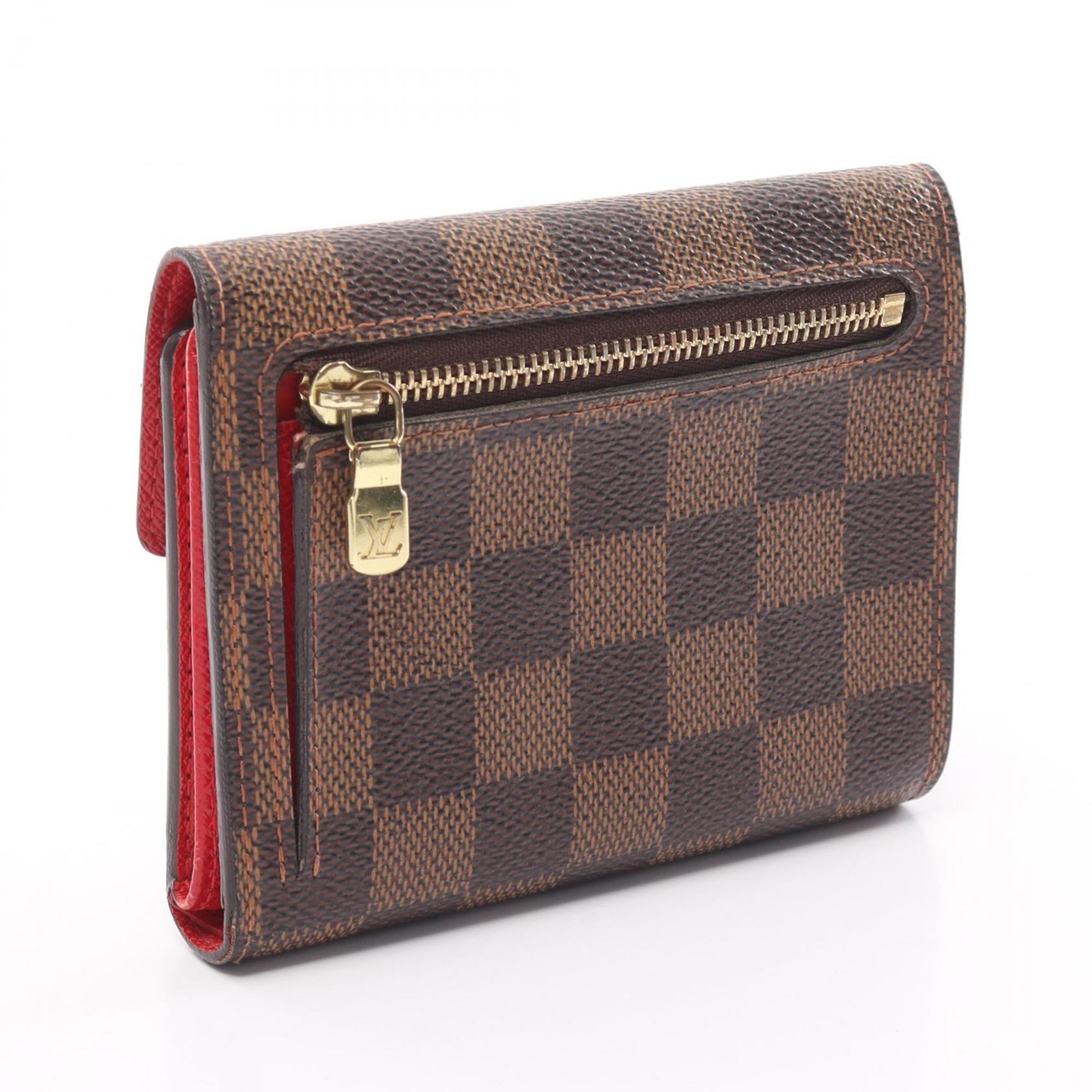 Louis Vuitton LOUIS VUITTON Portefeuille Koala Damier Ebene Tri-fold Wallet Coated Canvas Leather Women's Brown N60005