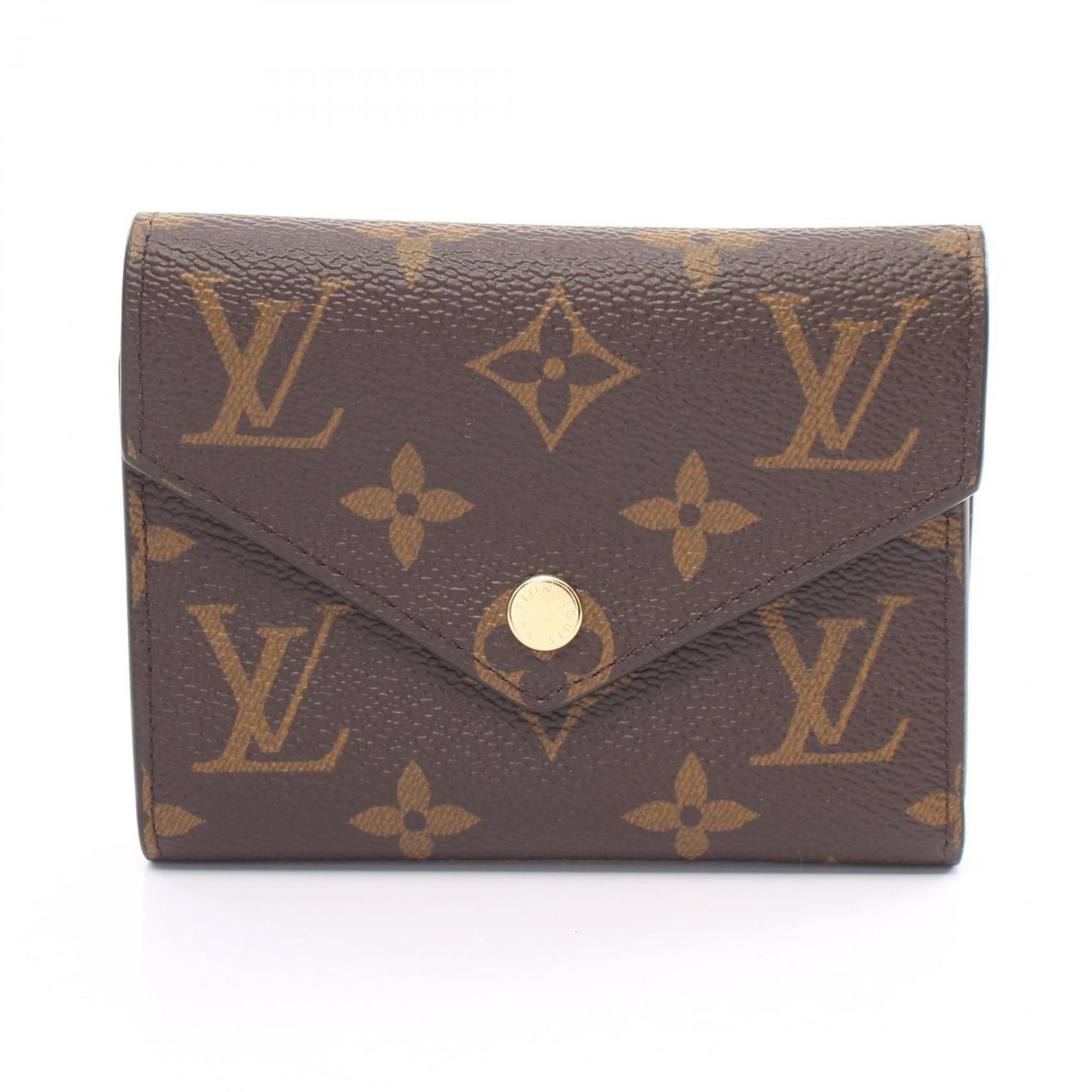 Louis Vuitton LOUIS VUITTON Portefeuille Victorine Monogram Fuchsia Tri-fold Wallet Coated Canvas Leather Women's Brown M41938