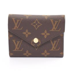 Louis Vuitton LOUIS VUITTON Portefeuille Victorine Monogram Fuchsia Tri-fold Wallet Coated Canvas Leather Women's Brown M41938