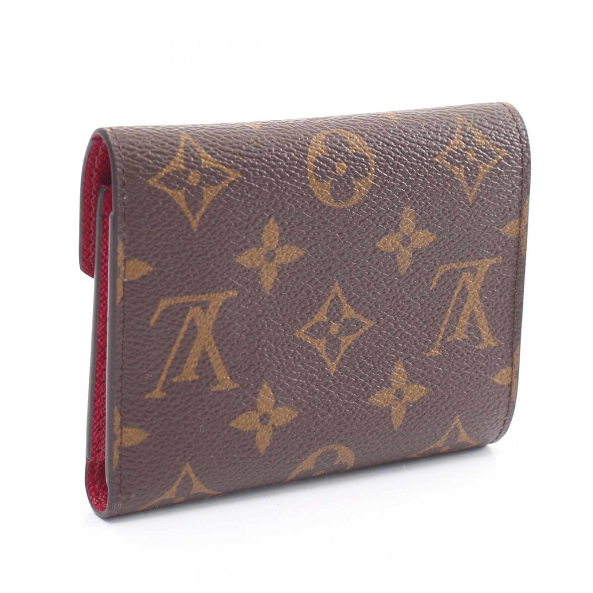 Louis Vuitton LOUIS VUITTON Portefeuille Victorine Monogram Fuchsia Tri-fold Wallet Coated Canvas Leather Women's Brown M41938