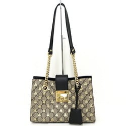 GUCCI Padlock Small Shoulder Bag Bee GG Supreme Leather 498156 Beige/Ebony Black