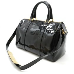 CHANEL Coco Mark Handbag Boston Bag Shoulder Enamel Patent Leather Black