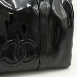 CHANEL Coco Mark Handbag Boston Bag Shoulder Enamel Patent Leather Black