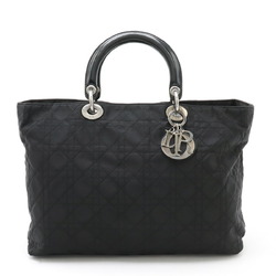 Christian Dior Lady Cannage Tote Bag Nylon Patent Leather Black