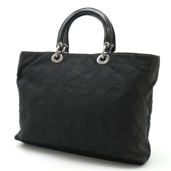 Christian Dior Lady Cannage Tote Bag Nylon Patent Leather Black