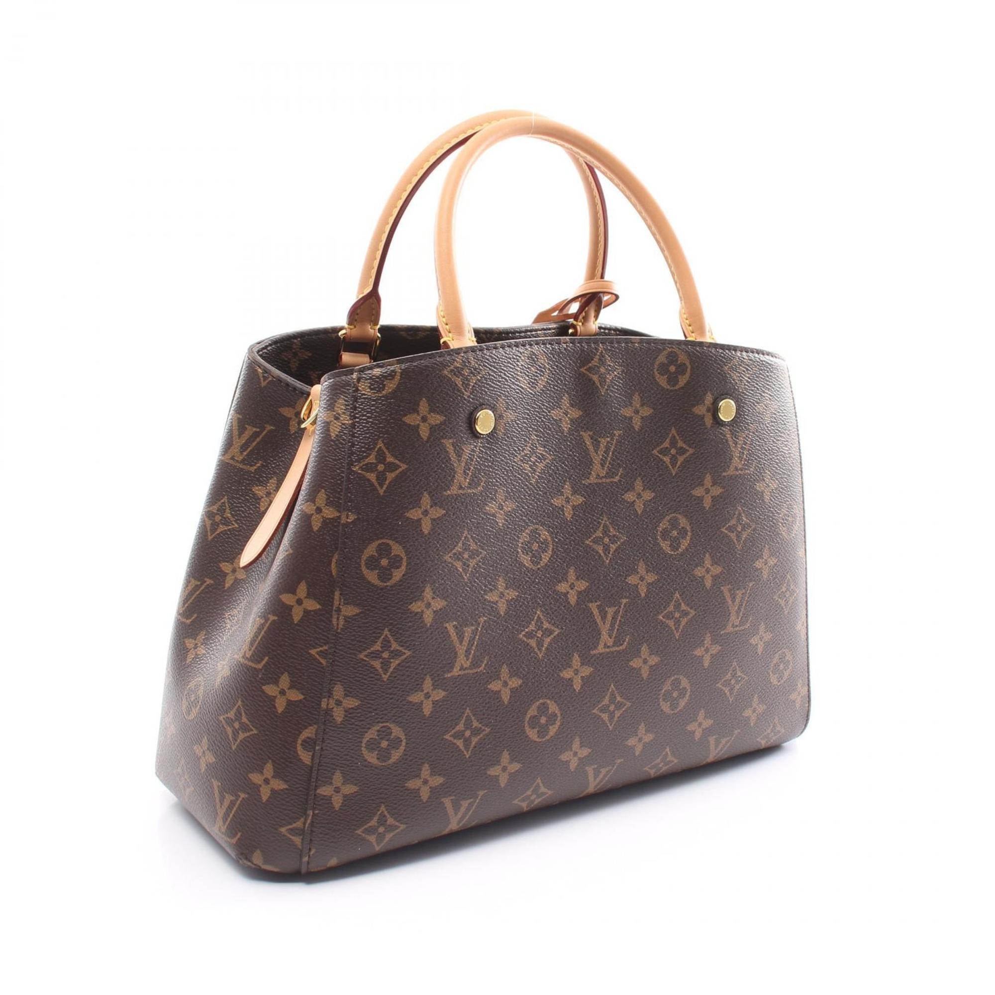 Louis Vuitton Montaigne MM Monogram Handbag Bag Coated Canvas Leather Women's Brown M41056