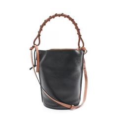 LOEWE GATE BUCKET Shoulder Bag Leather Women's Black Brown 329.79.Z85