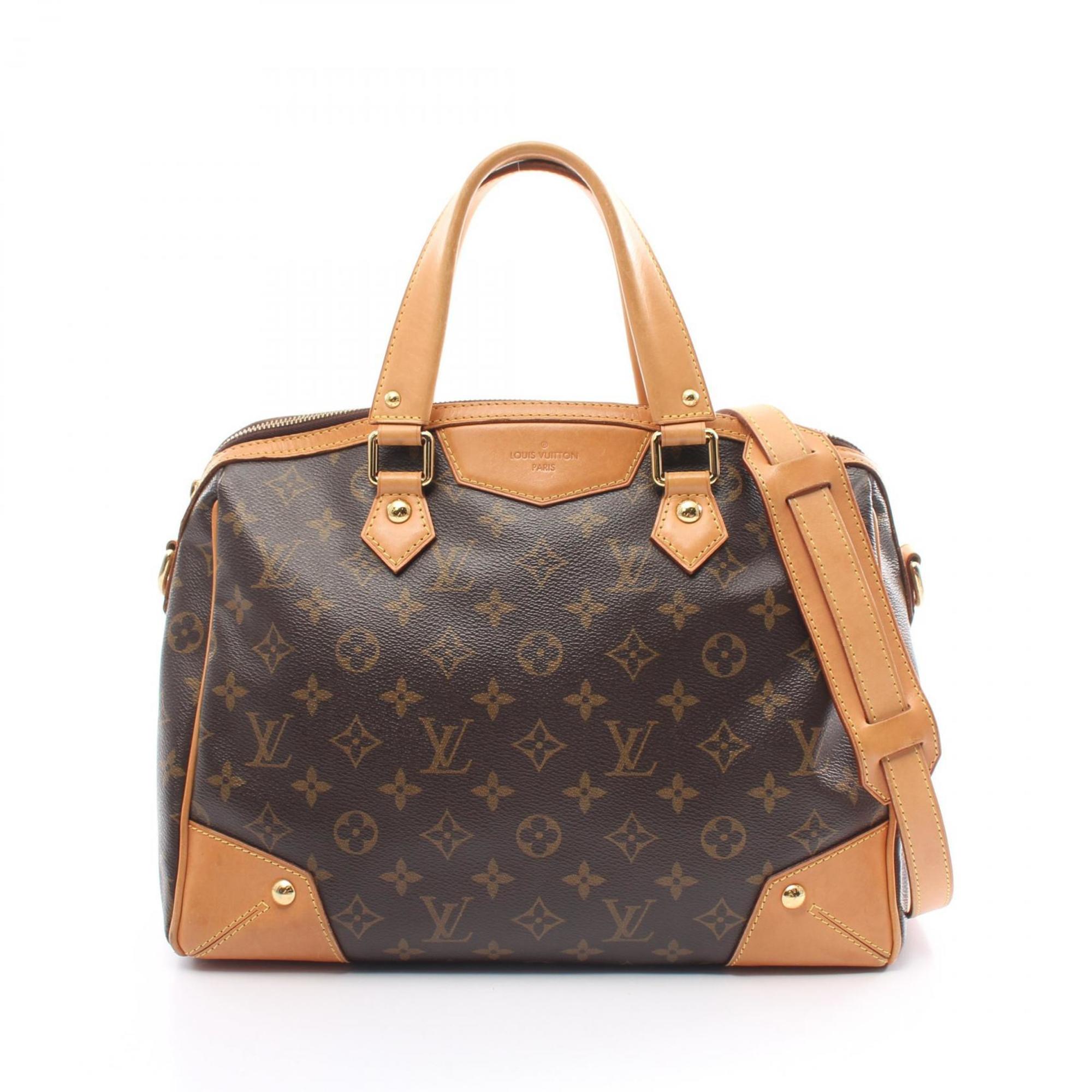 Louis Vuitton Retiro PM Monogram Handbag Bag Coated Canvas Leather Women's Brown M40325