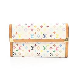 Louis Vuitton LOUIS VUITTON Porte Tresor International Monogram Multicolor Blanc Tri-fold Long Wallet Coated Canvas Leather Women's White M92658