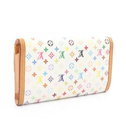 Louis Vuitton LOUIS VUITTON Porte Tresor International Monogram Multicolor Blanc Tri-fold Long Wallet Coated Canvas Leather Women's White M92658