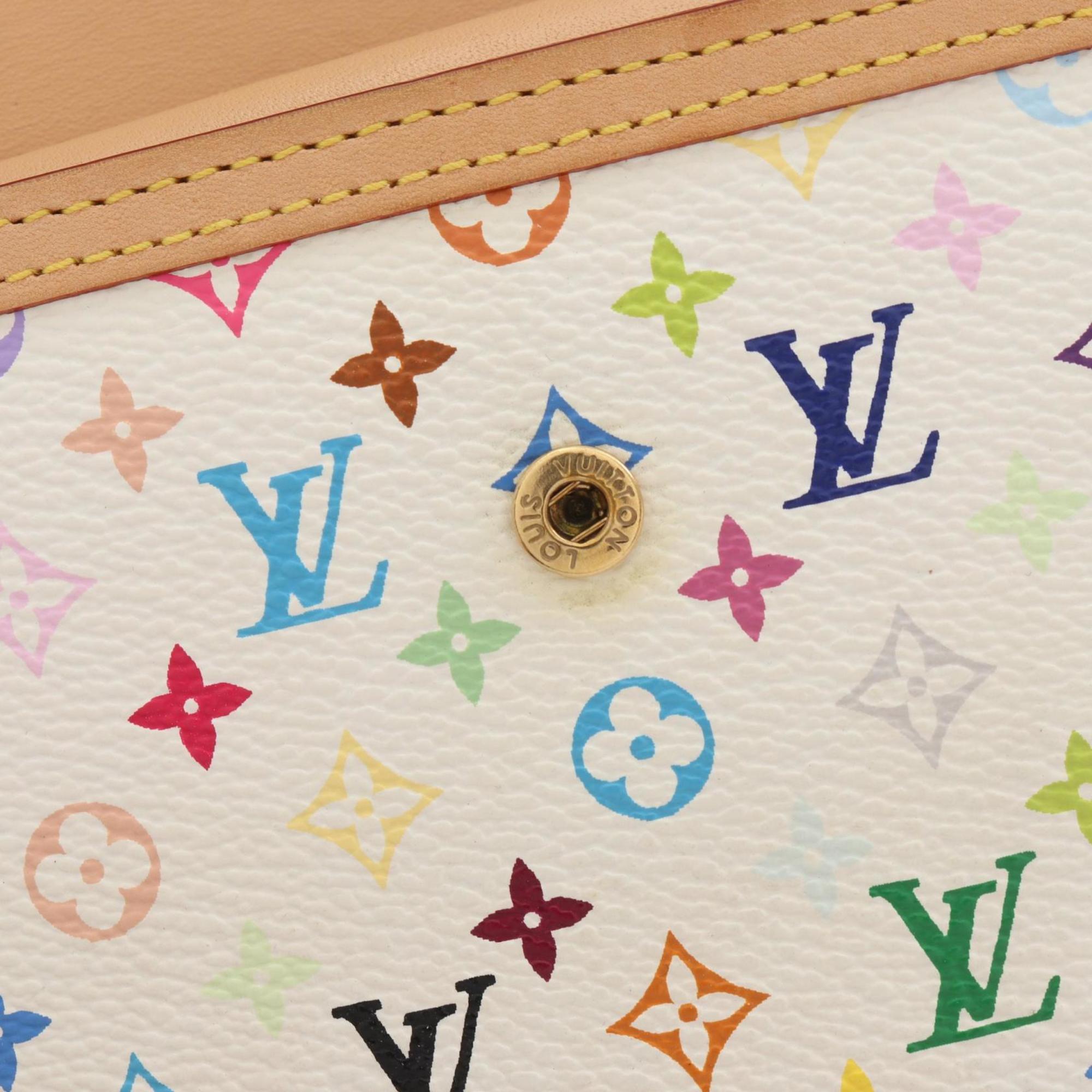 Louis Vuitton LOUIS VUITTON Porte Tresor International Monogram Multicolor Blanc Tri-fold Long Wallet Coated Canvas Leather Women's White M92658