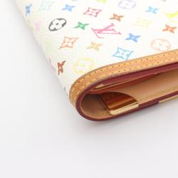 Louis Vuitton LOUIS VUITTON Porte Tresor International Monogram Multicolor Blanc Tri-fold Long Wallet Coated Canvas Leather Women's White M92658