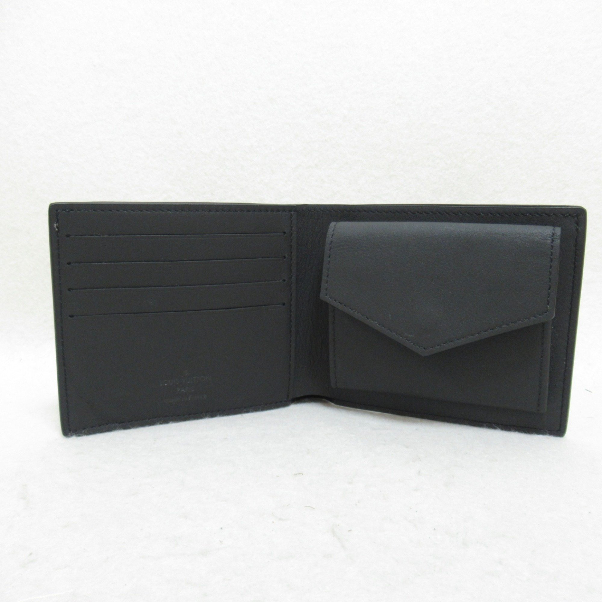 Louis Vuitton LOUIS VUITTON Portefeuille Marco Bi-fold Wallet Leather LV Aerogram Men's Women's Black M81742