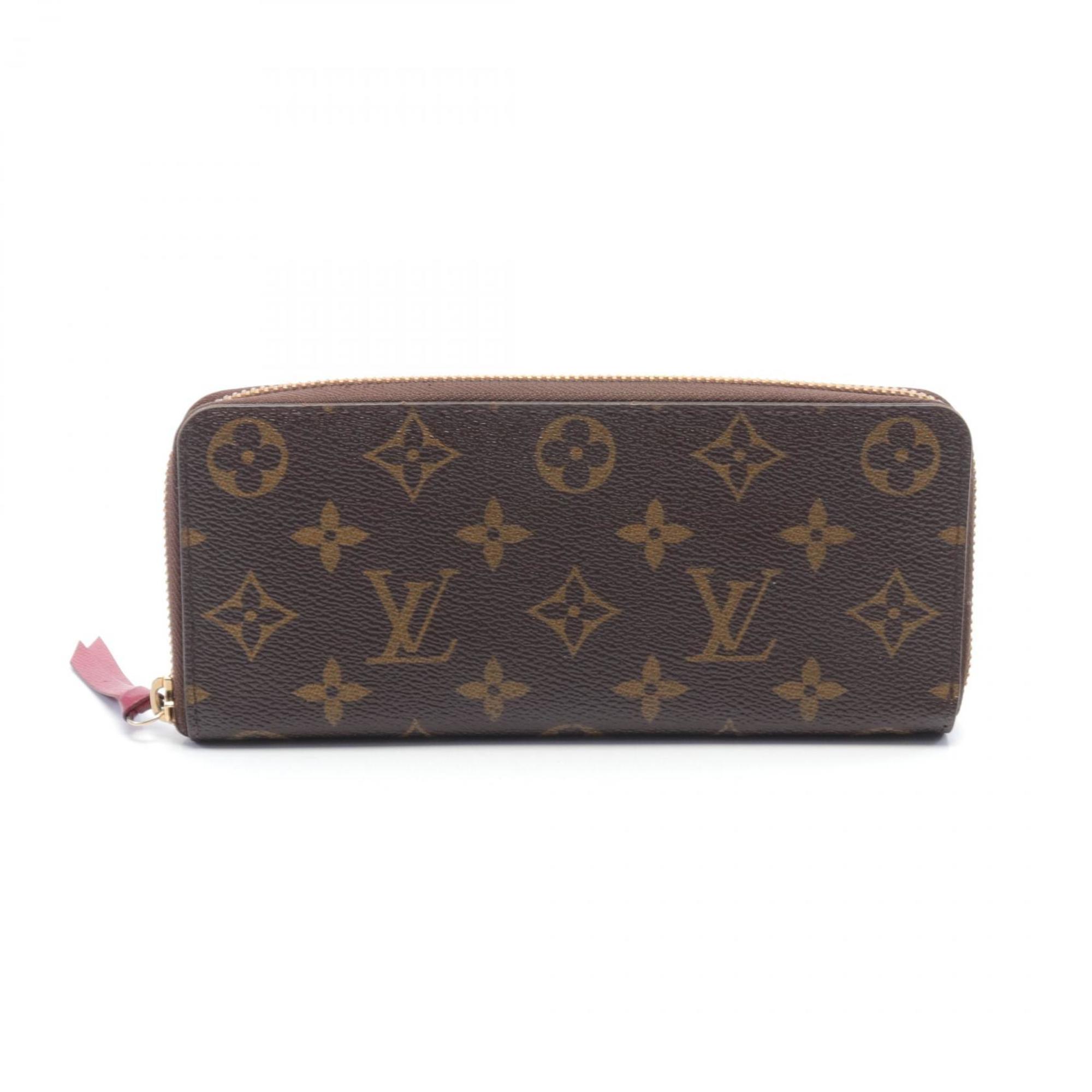 Louis Vuitton LOUIS VUITTON Portefeuille Clemence Round Long Wallet Coated Canvas Leather Monogram Women's Brown Pink M60742