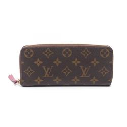 Louis Vuitton LOUIS VUITTON Portefeuille Clemence Round Long Wallet Coated Canvas Leather Monogram Women's Brown Pink M60742