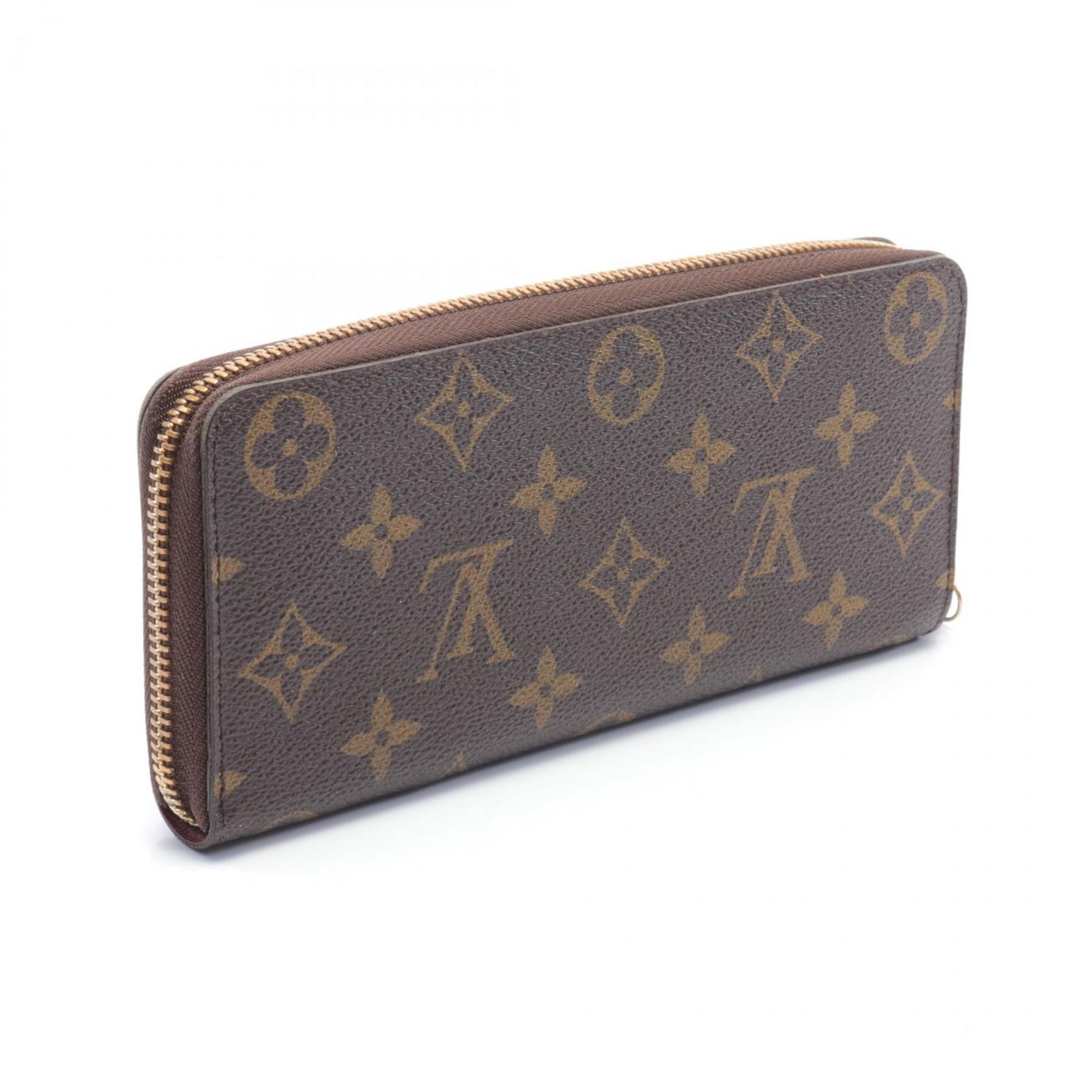 Louis Vuitton LOUIS VUITTON Portefeuille Clemence Round Long Wallet Coated Canvas Leather Monogram Women's Brown Pink M60742