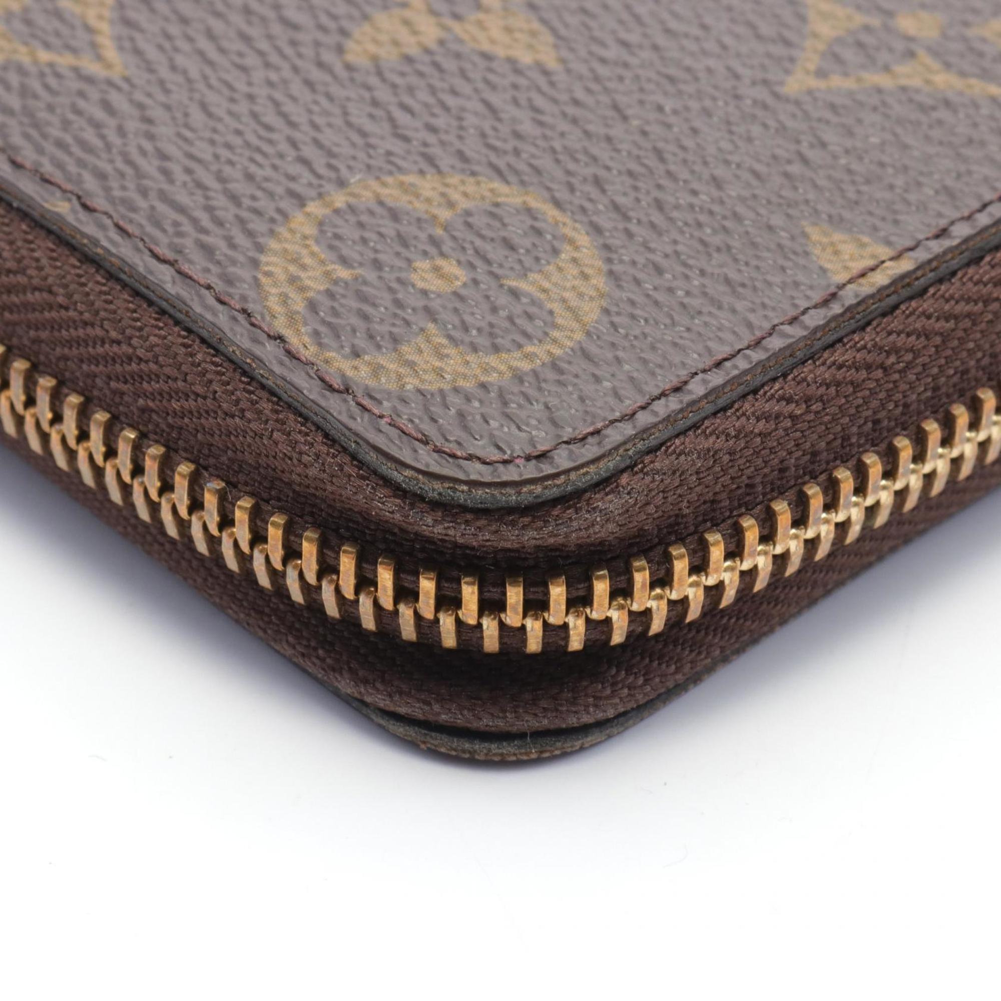 Louis Vuitton LOUIS VUITTON Portefeuille Clemence Round Long Wallet Coated Canvas Leather Monogram Women's Brown Pink M60742