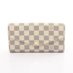 Louis Vuitton LOUIS VUITTON Portefeuille Sarah Damier Azur Bi-fold Long Wallet Coated Canvas Women's White N63028