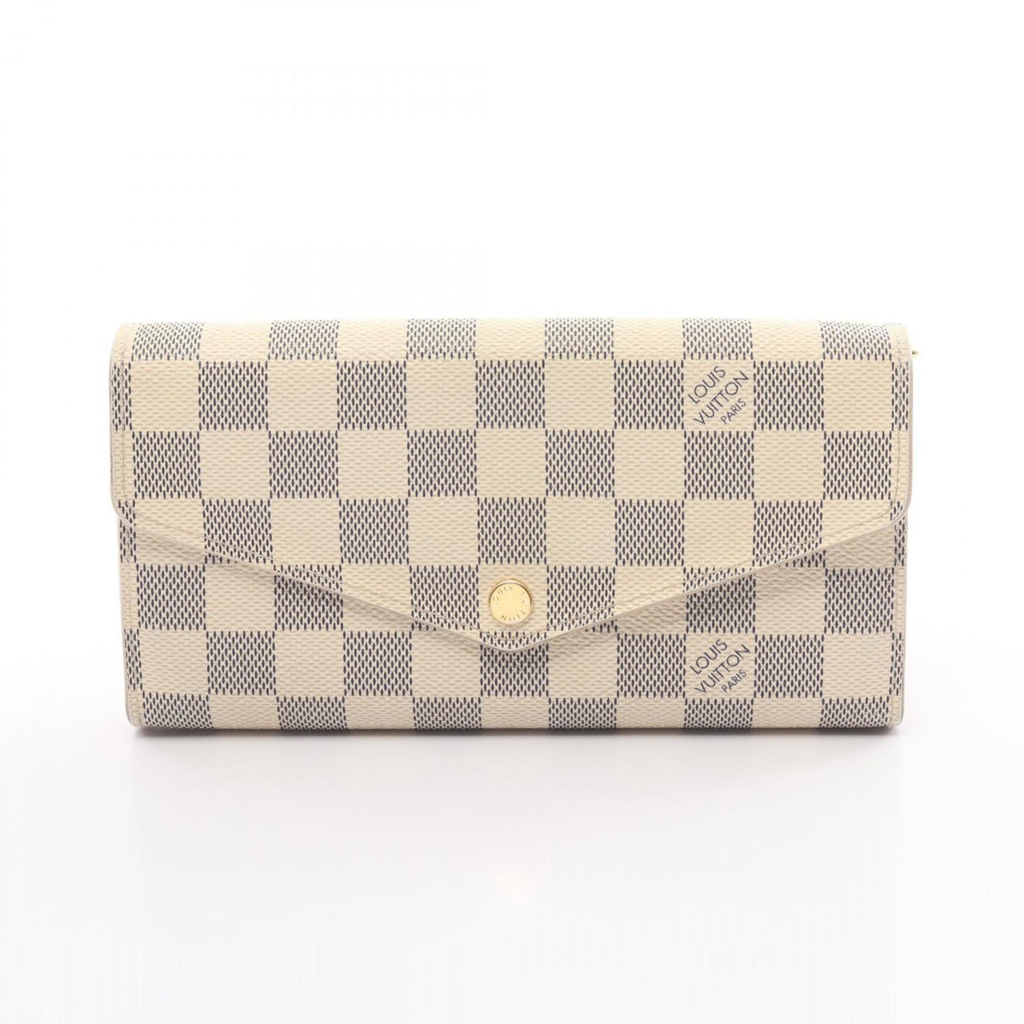 Louis Vuitton LOUIS VUITTON Portefeuille Sarah Damier Azur Bi-fold Long Wallet Coated Canvas Women's White N63028