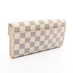 Louis Vuitton LOUIS VUITTON Portefeuille Sarah Damier Azur Bi-fold Long Wallet Coated Canvas Women's White N63028