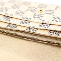 Louis Vuitton LOUIS VUITTON Portefeuille Sarah Damier Azur Bi-fold Long Wallet Coated Canvas Women's White N63028