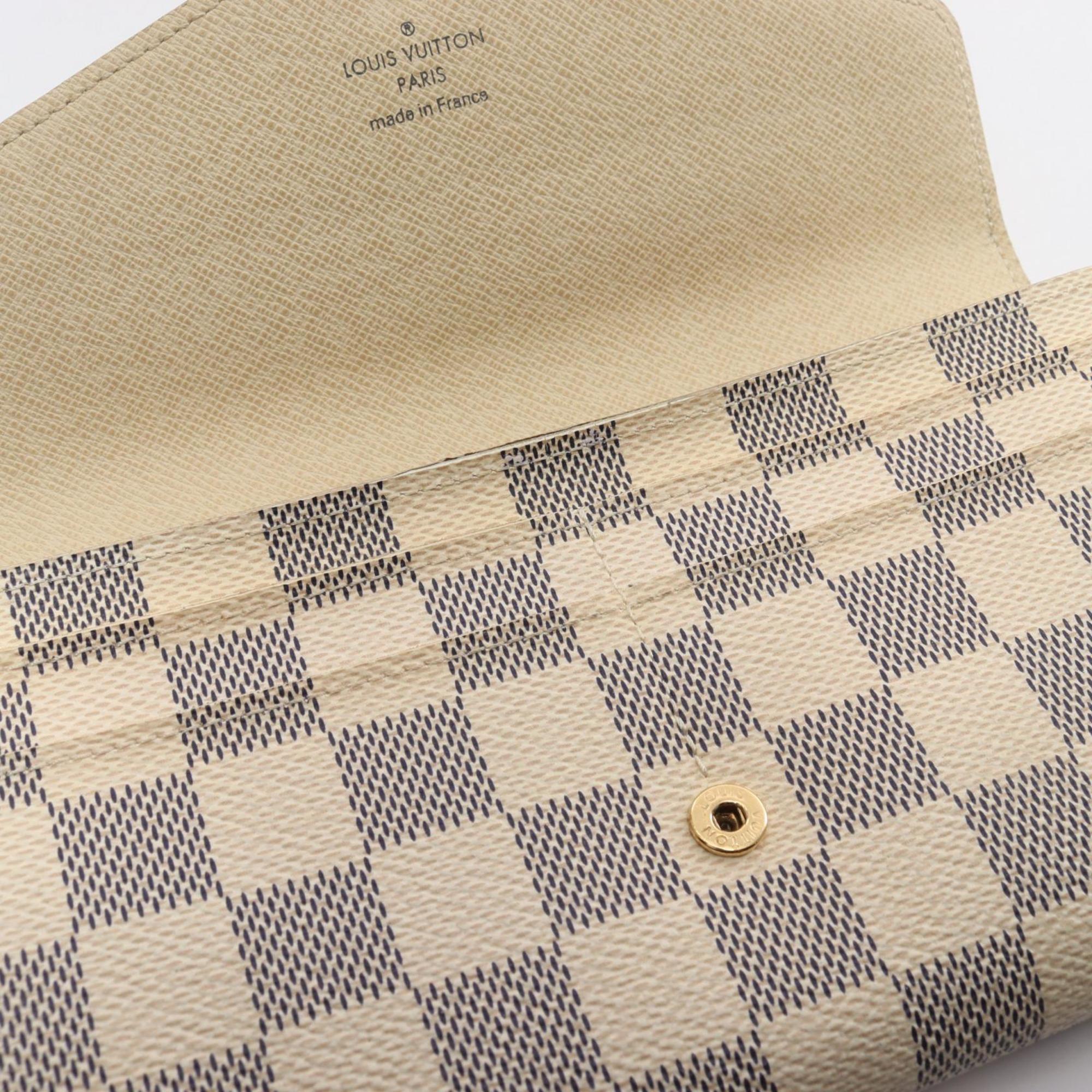 Louis Vuitton LOUIS VUITTON Portefeuille Sarah Damier Azur Bi-fold Long Wallet Coated Canvas Women's White N63028