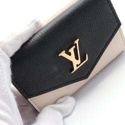 Louis Vuitton LOUIS VUITTON Portefeuille Lock Tri-fold Wallet Leather Women's Beige Black M80984