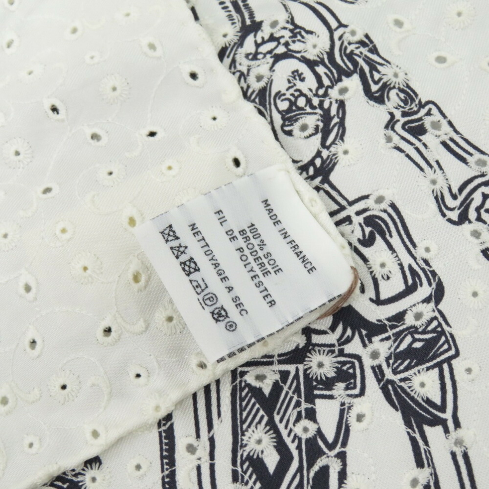 Hermes Carre 70 Brides de Galas Scarf Muffler Silk White Black 0032HERMES