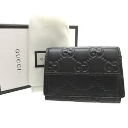 Gucci Guccissima 547070 Leather Black Compact Wallet Tri-fold 0837GUCCI