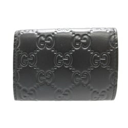 Gucci Guccissima 547070 Leather Black Compact Wallet Tri-fold 0837GUCCI