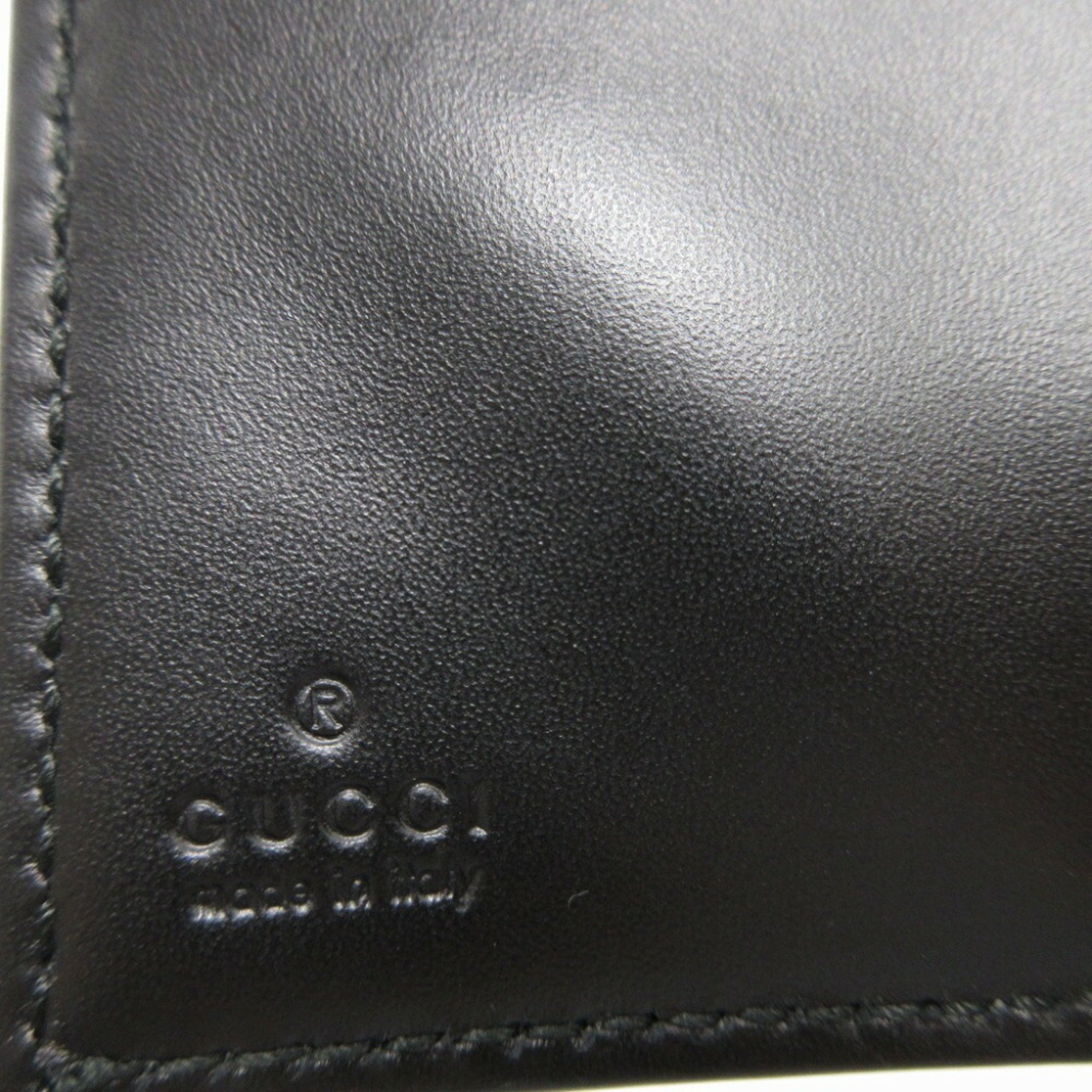 Gucci Guccissima 547070 Leather Black Compact Wallet Tri-fold 0837GUCCI