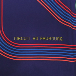 Hermes Carre 90 CIRCUIT 24 FAUBOURG 24th Street Circuit Silk/Silk Indigo Blue Navy Scarf Muffler 0215HERMES