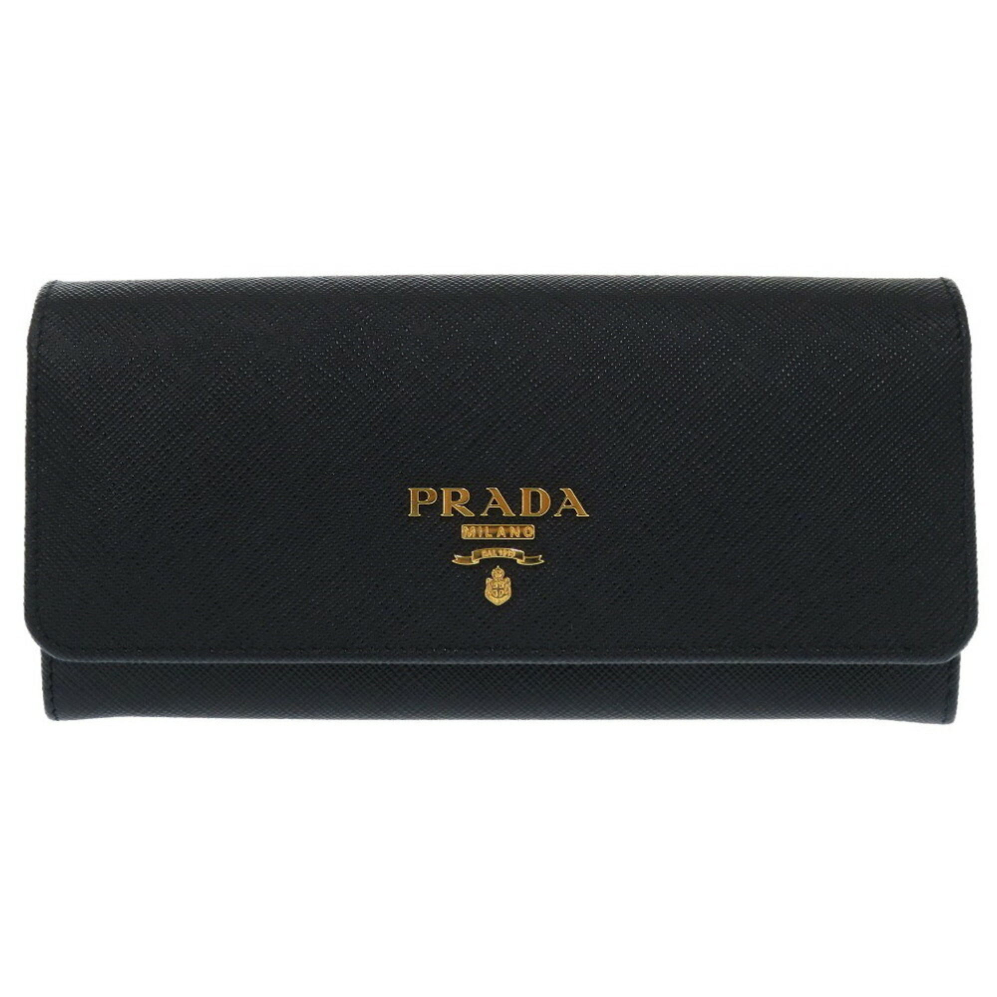 Prada 1MH132 Saffiano Leather Black Long Wallet 0715PRADA