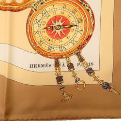 Hermes Carré 90 La Ronde de Heures Silk Beige Light Blue Scarf Muffler 0197HERMES