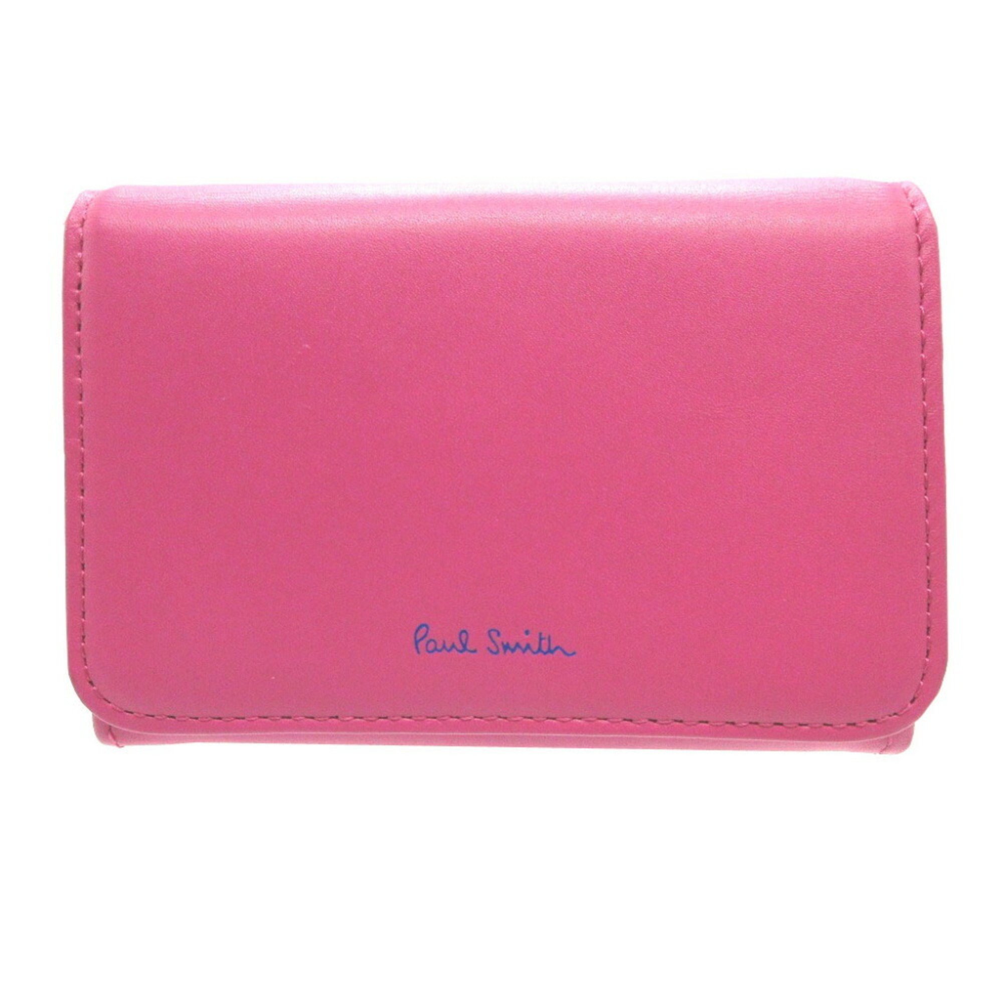 Paul Smith Leather Pink Compact Wallet Bi-fold 2508Poul