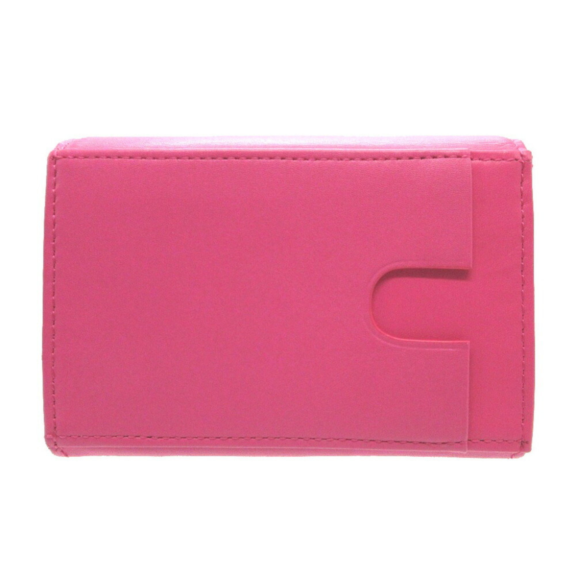 Paul Smith Leather Pink Compact Wallet Bi-fold 2508Poul