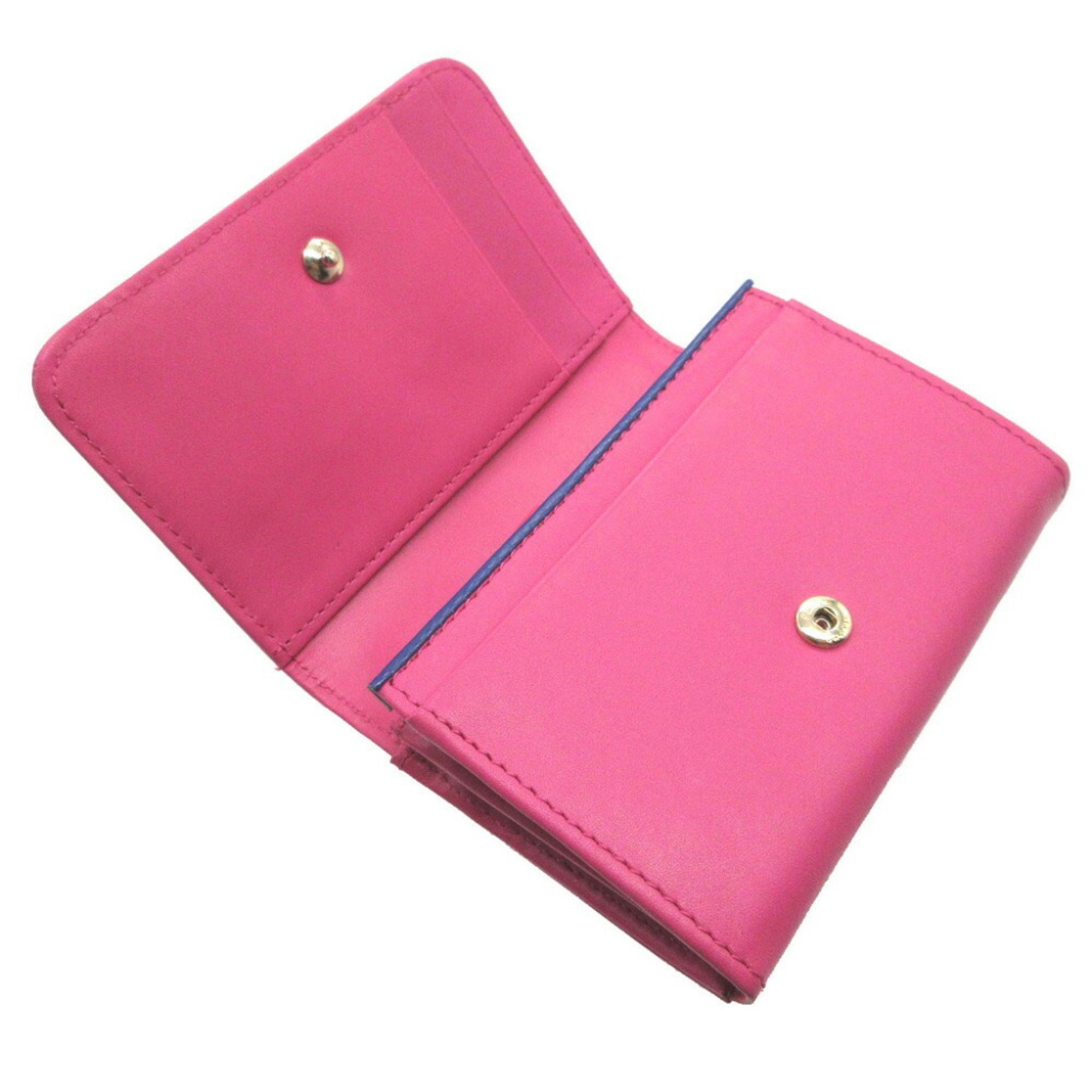 Paul Smith Leather Pink Compact Wallet Bi-fold 2508Poul