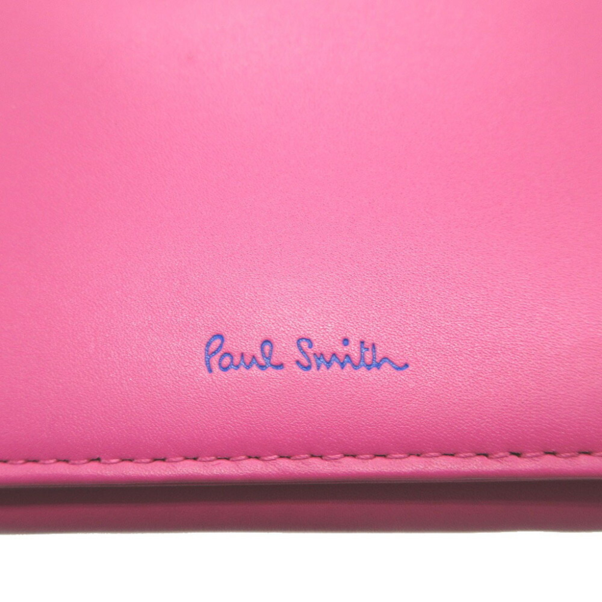 Paul Smith Leather Pink Compact Wallet Bi-fold 2508Poul