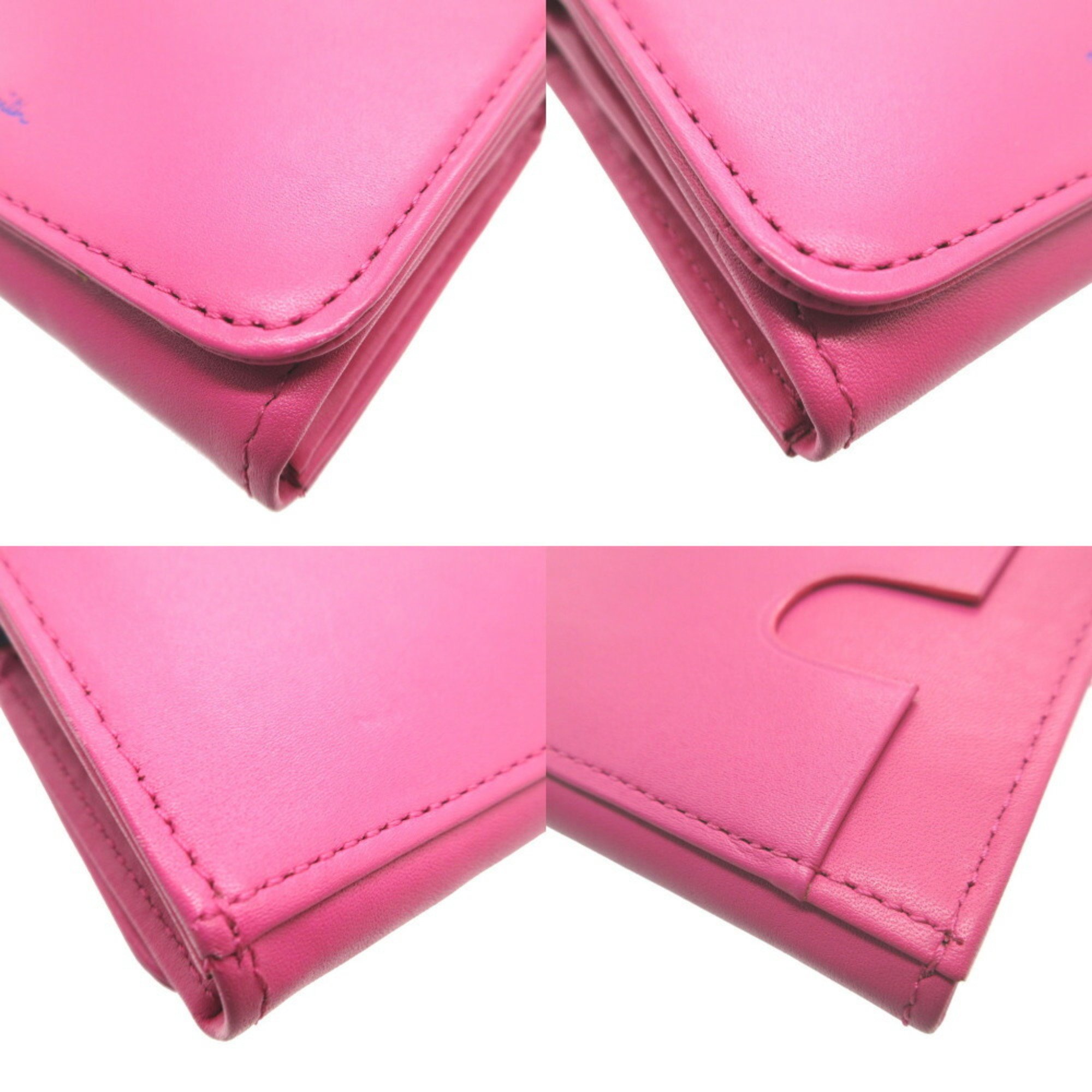 Paul Smith Leather Pink Compact Wallet Bi-fold 2508Poul