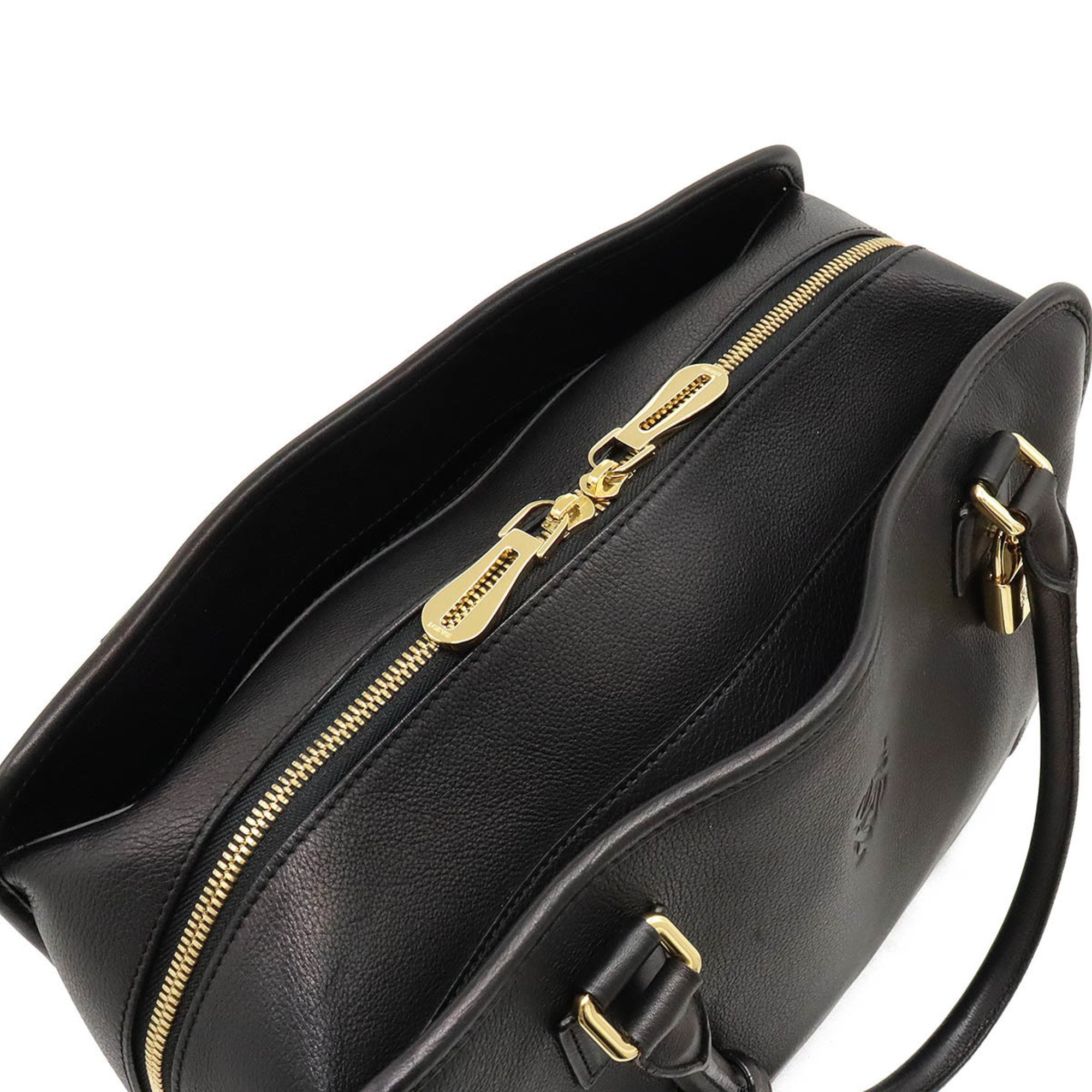 LOEWE Amazona 35 Anagram Handbag Boston Bag Shoulder Leather Black