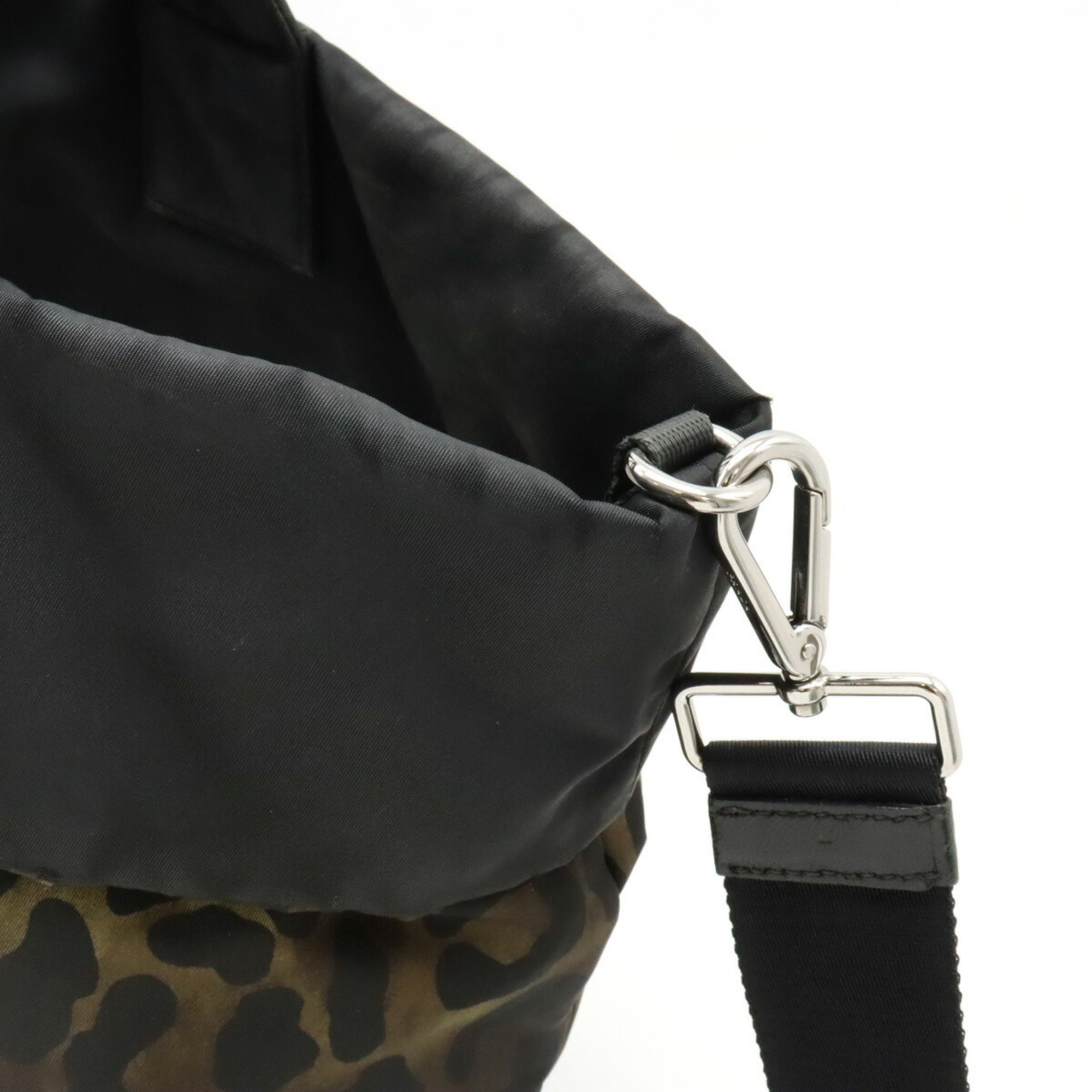 PRADA Prada Tote Bag Shoulder Reversible Leopard Camouflage Nylon Brown Black BN1959