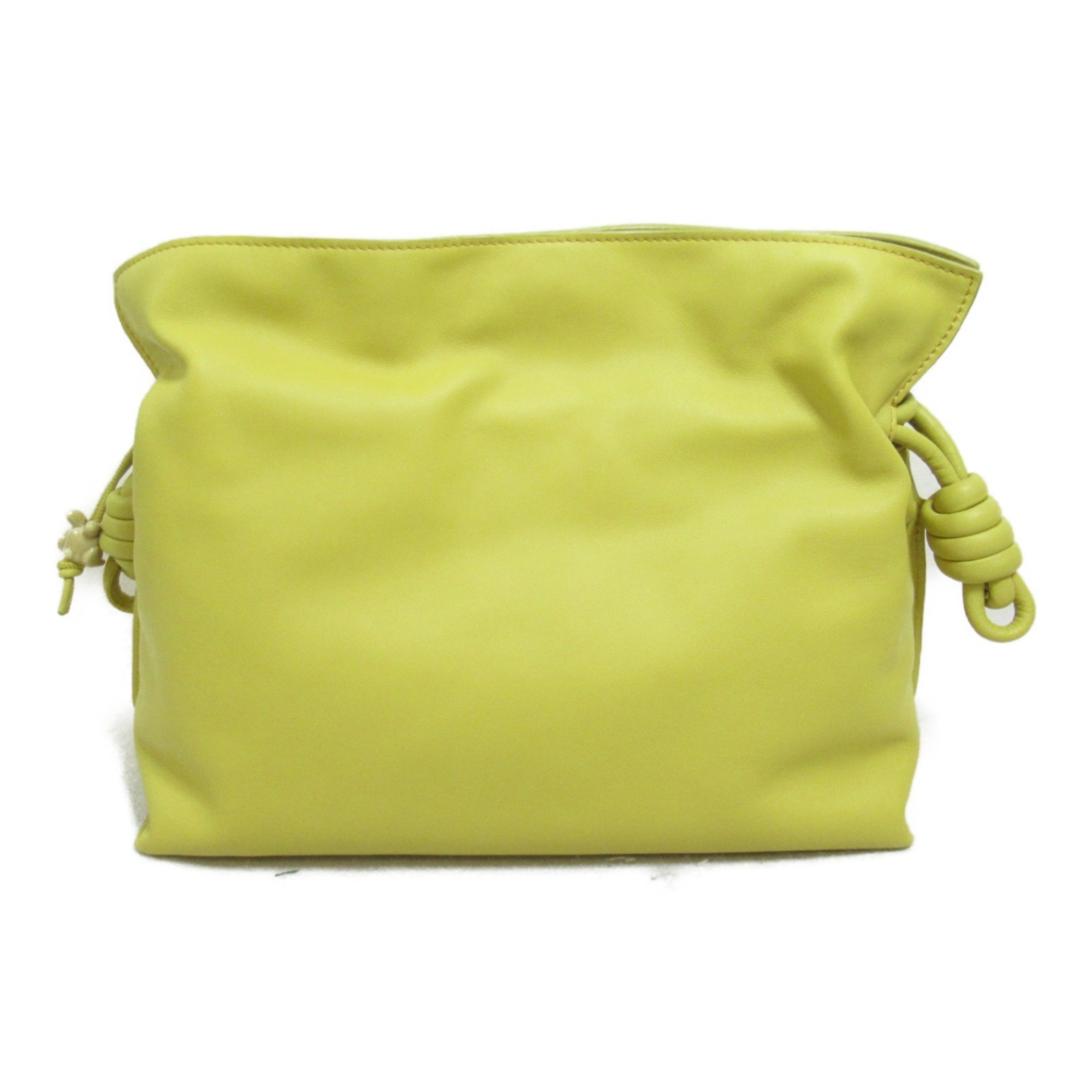 LOEWE Flamenco Clutch Anagram Strap Shoulder Bag Leather Women's Yellow Pale Gray 11FC1X838762