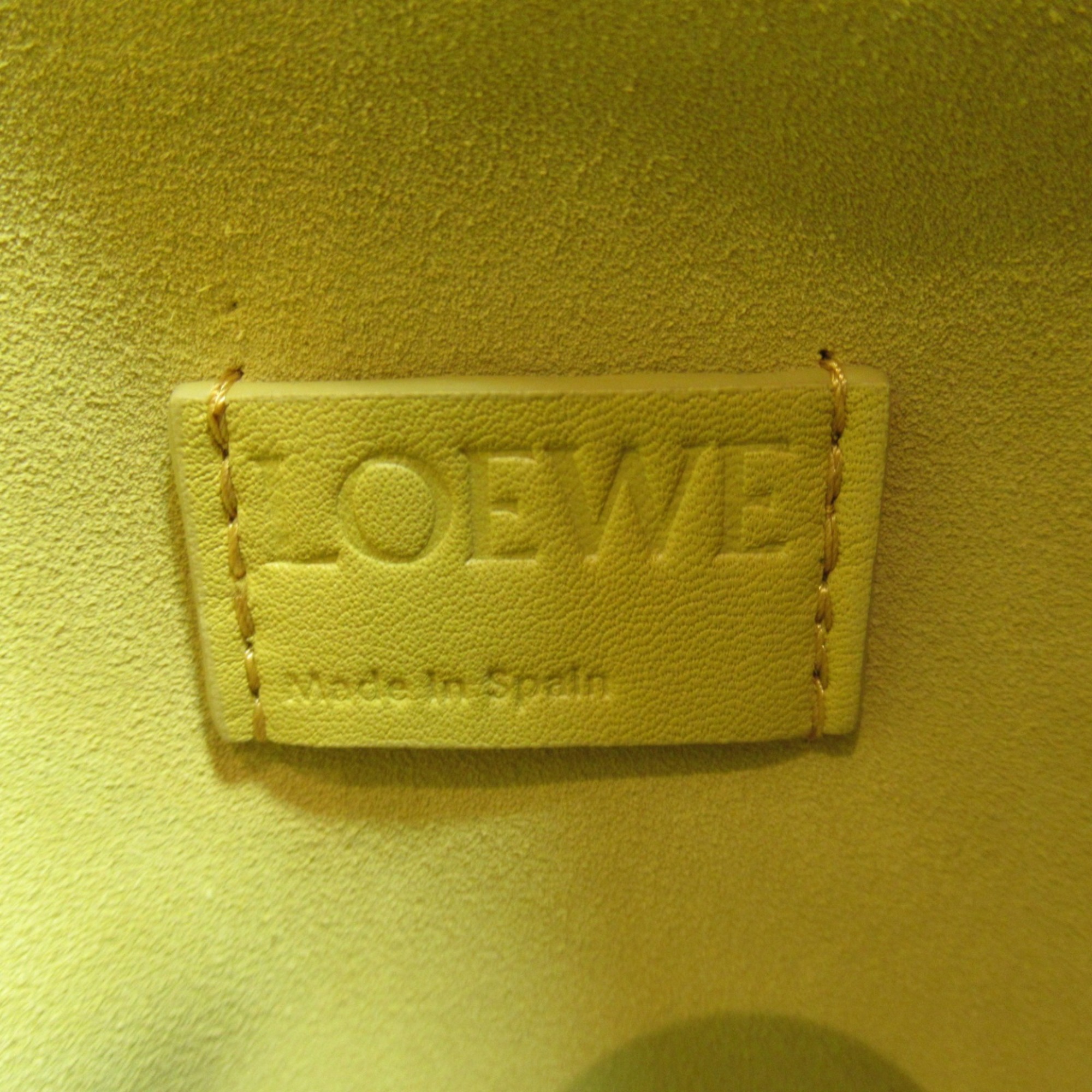 LOEWE Flamenco Clutch Anagram Strap Shoulder Bag Leather Women's Yellow Pale Gray 11FC1X838762