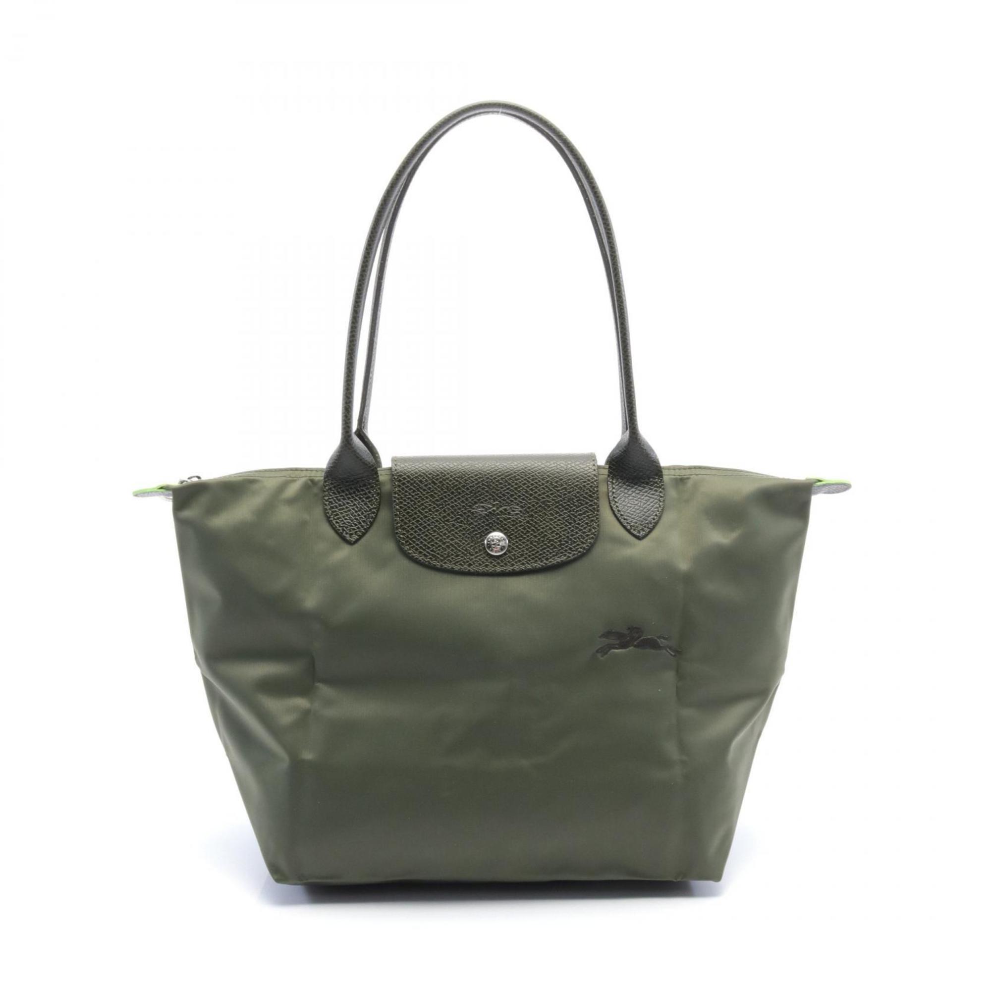 Longchamp Le Pliage Green M Tote Bag Nylon Leather Women's Khaki L2605919479