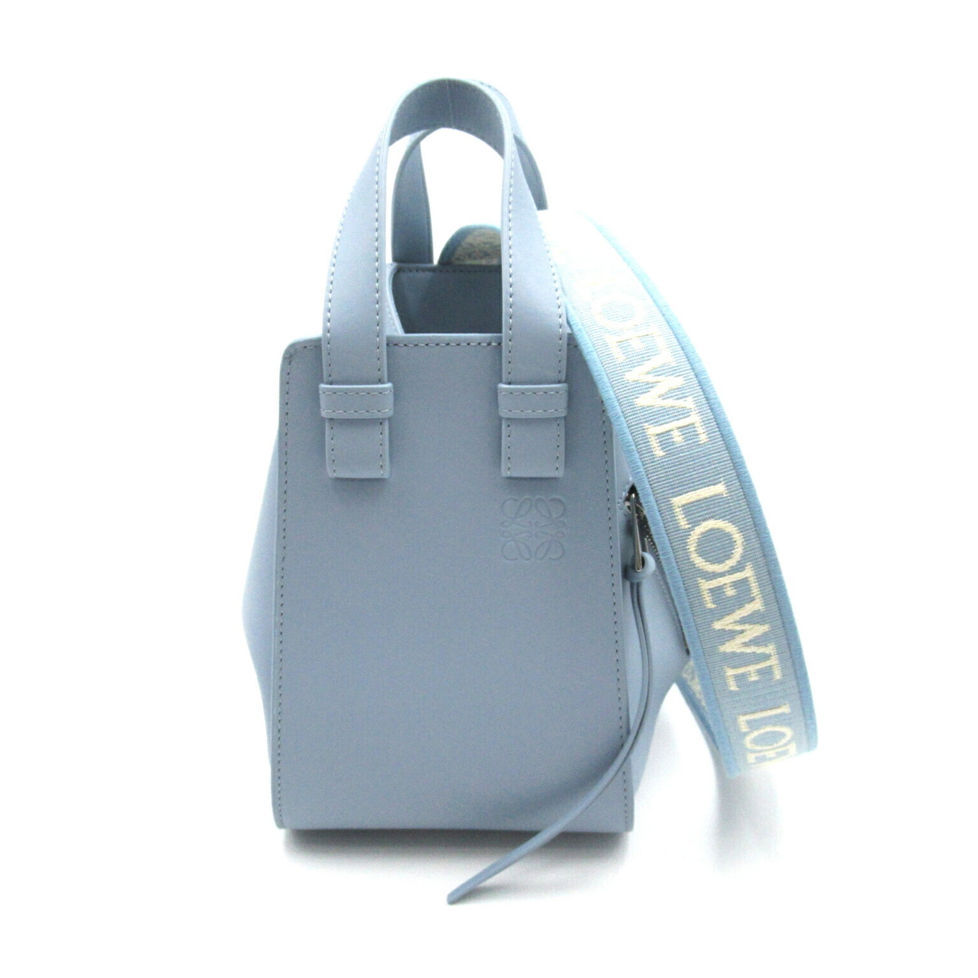 LOEWE Hammock Bag Compact 2-way Shoulder Leather Satin Calf Women's Blue Dusty A538H13X145265