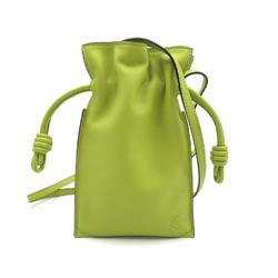 LOEWE Flamenco Pocket Shoulder Bag Leather Women's Green Lime Yellow 11F10X014801