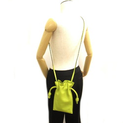 LOEWE Flamenco Pocket Shoulder Bag Leather Women's Green Lime Yellow 11F10X014801