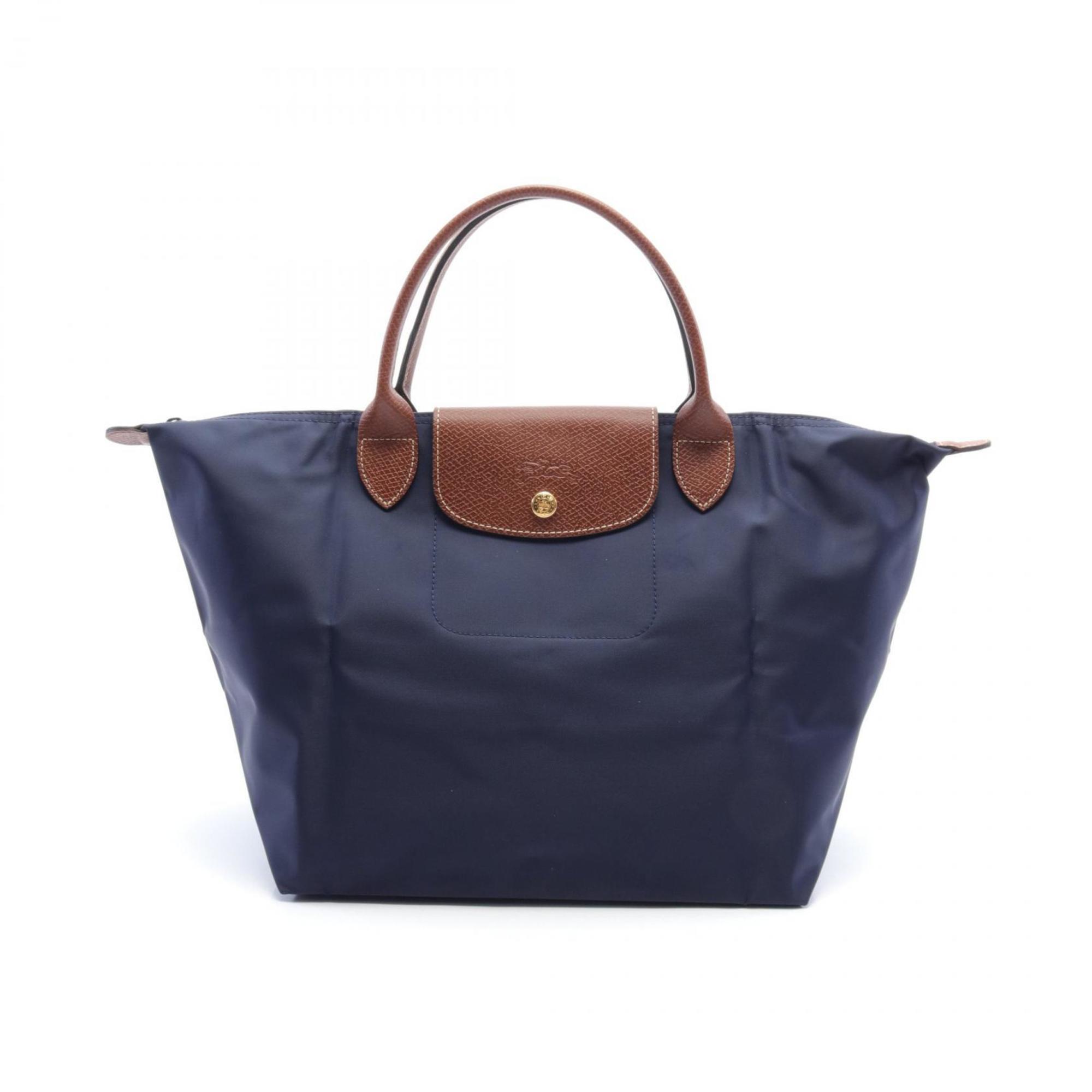 Longchamp Le Pliage Original M Tote Bag, Nylon Leather, Women's, Navy, Brown, L1623089P68